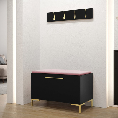 Nábytek do předsíně s čalouněnými panely ANDORA 7 - černý / růžový