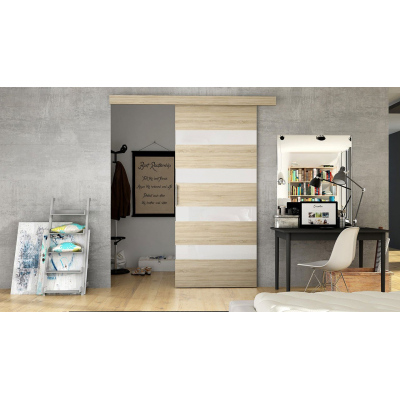 Posuvné dveře MANAMI 5 - 80 cm, dub sonoma / bílé sklo