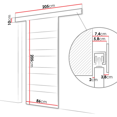 Posuvné dveře MANAMI 5 - 80 cm, dub sonoma / černé sklo