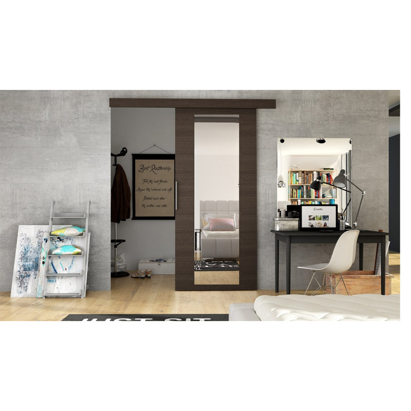Posuvné dveře se zrcadlem MANAMI 4 - 80 cm, hnědé