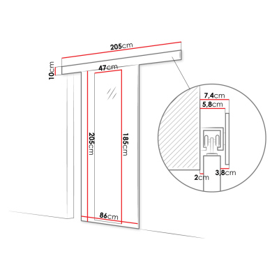 Posuvné dveře se zrcadlem MANAMI 4 - 80 cm, bílé