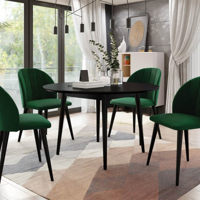 Kulatý jídelní stůl 100 cm se 4 židlemi NOWEN 1 - černý / zelený