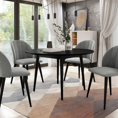Kulatý jídelní stůl 100 cm se 4 židlemi NOWEN 1 - černý / šedý