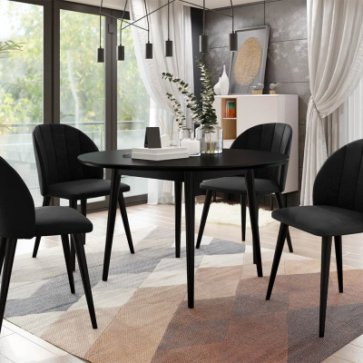 Kulatý jídelní stůl 120 cm se 4 židlemi NOWEN 1 - černý