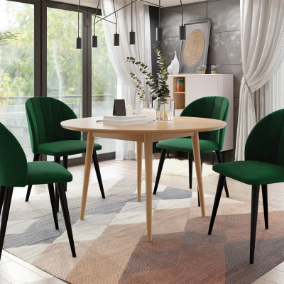 Jídelní stůl 120 cm se 4 židlemi NOWEN 1 - přírodní dřevo / černý / zelený