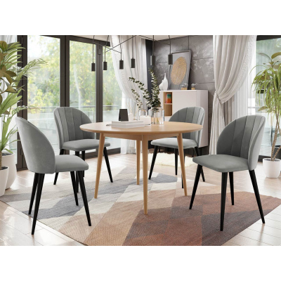 Jídelní stůl 120 cm se 4 židlemi NOWEN 1 - přírodní dřevo / černý / šedý