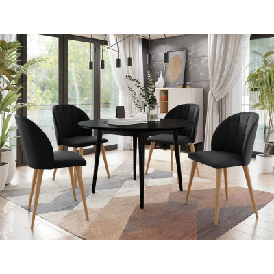 Jídelní stůl 120 cm se 4 židlemi NOWEN 1 - černý / přírodní dřevo