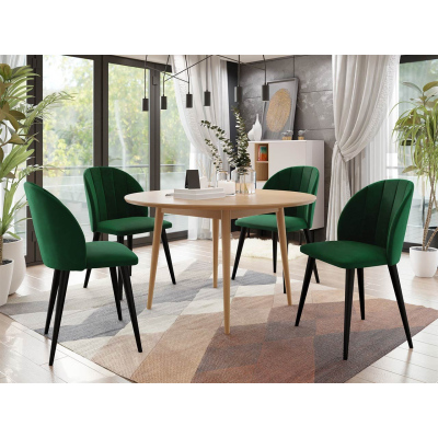 Jídelní stůl 100 cm se 4 židlemi NOWEN 1 - přírodní dřevo / černý / zelený