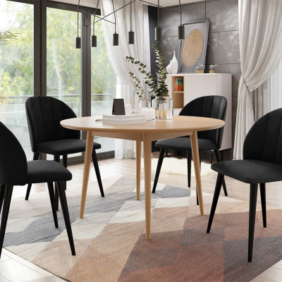 Jídelní stůl 100 cm se 4 židlemi NOWEN 1 - přírodní dřevo / černý