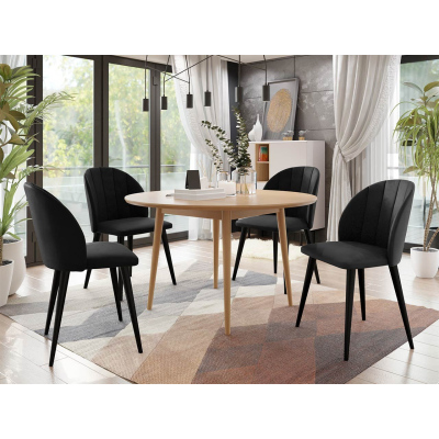 Jídelní stůl 100 cm se 4 židlemi NOWEN 1 - přírodní dřevo / černý