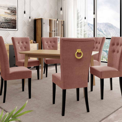 Luxusní jídelní set NOWEN 3 - hnědý / černý / růžový + pozlacené klepadlo