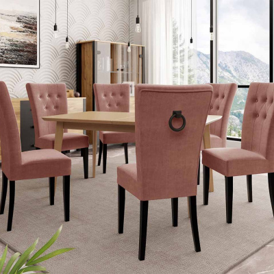 Luxusní jídelní set NOWEN 3 - hnědý / černý / růžový + černé klepadlo
