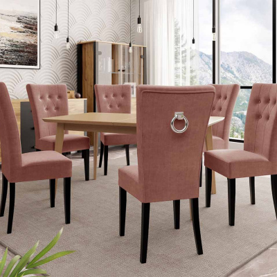 Luxusní jídelní set NOWEN 3 - hnědý / černý / růžový + chromované klepadlo