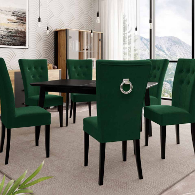 Luxusní jídelní set NOWEN 3 - černý / zelený + chromované klepadlo