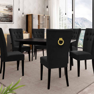 Luxusní jídelní set NOWEN 3 - černý / černý + pozlacené klepadlo