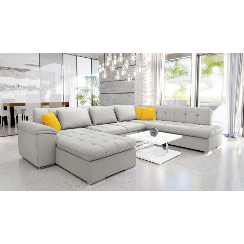 Sedačka do U na každodenní spaní NELLI 1 - světlá šedá / žlutá, levý roh