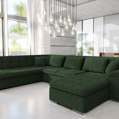 Rohová sedačka do U s úložným prostorem NELLI 2 - tmavá zelená, pravý roh