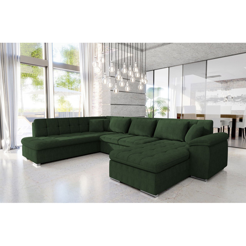 Rohová sedačka do U s úložným prostorem NELLI 2 - tmavá zelená, pravý roh