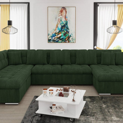 Rohová sedačka do U s úložným prostorem NELLI 2 - tmavá zelená, pravý roh