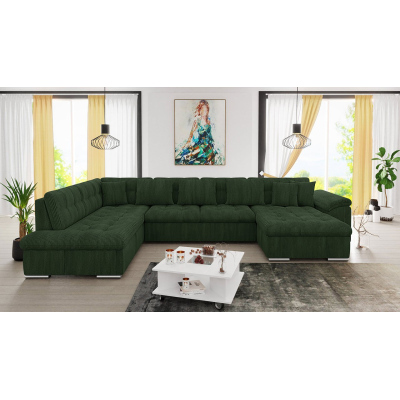 Rohová sedačka do U s úložným prostorem NELLI 2 - tmavá zelená, pravý roh