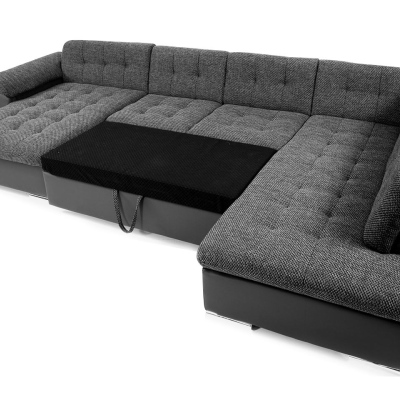 Rohová sedačka do U s úložným prostorem NELLI 2 - světlá šedá / žlutá, pravý roh