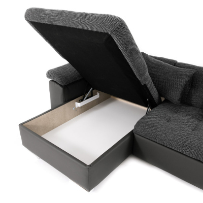 Rohová sedačka do U s úložným prostorem NELLI 2 - světlá šedá / žlutá, pravý roh