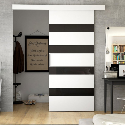 Posuvné dveře SKULEN 5 - 90 cm, bílé / černé sklo