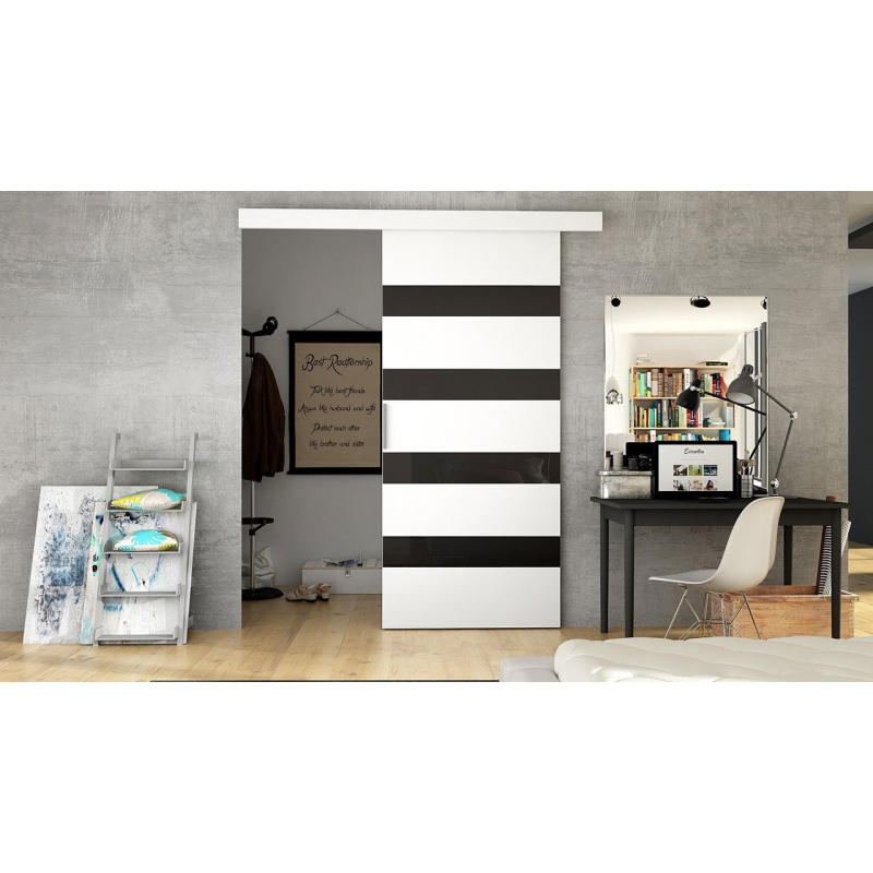 Posuvné dveře SKULEN 5 - 90 cm, bílé / černé sklo