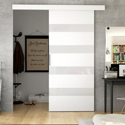 Posuvné dveře SKULEN 5 - 90 cm, bílé / bílé sklo