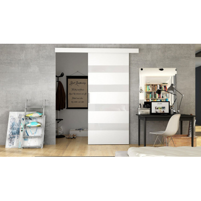 Posuvné dveře SKULEN 5 - 90 cm, bílé / bílé sklo