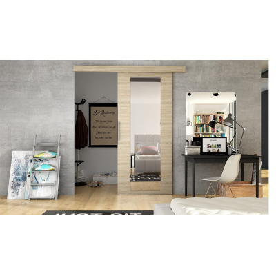 Posuvné dveře se zrcadlem SKULEN 4 - 90 cm, dub sonoma