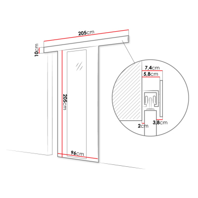 Posuvné dveře se zrcadlem SKULEN 4 - 90 cm, hnědé