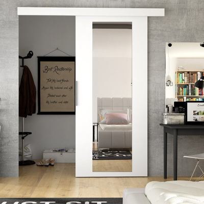Posuvné dveře se zrcadlem SKULEN 4 - 90 cm, bílé