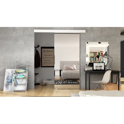 Posuvné dveře se zrcadlem SKULEN 2 - 90 cm, bílé