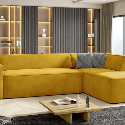 Rohová sedací souprava INDIANAPOLIS - žlutá, pravý roh