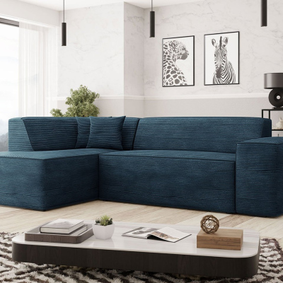 Rohová sedací souprava INDIANAPOLIS - modrá, levý roh