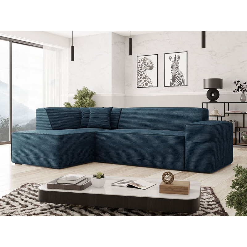 Rohová sedací souprava INDIANAPOLIS - modrá, levý roh