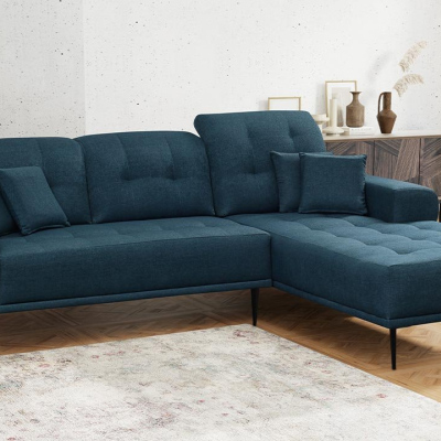 Moderní rohová sedací souprava RURI - modrá, pravý roh