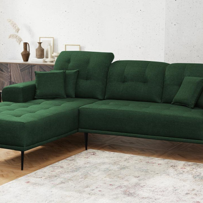 Moderní rohová sedací souprava RURI - tmavá zelená, levý roh