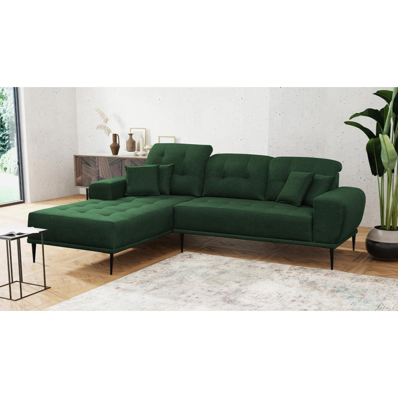 Moderní rohová sedací souprava RURI - tmavá zelená, levý roh