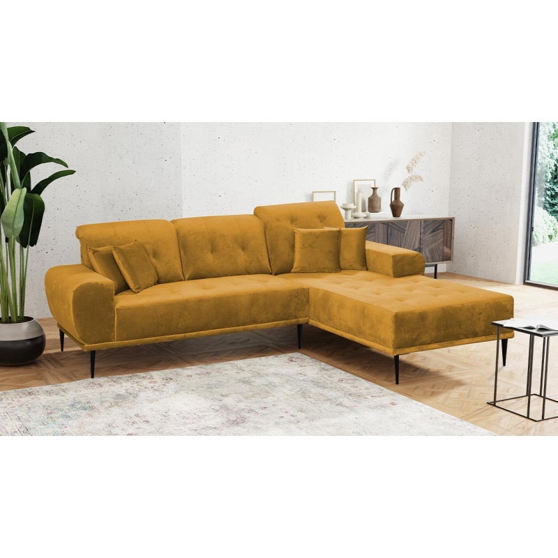Moderní rohová sedací souprava RURI - hořčicová, pravý roh
