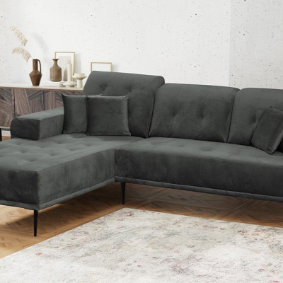 Moderní rohová sedací souprava RURI - tmavá šedá, levý roh