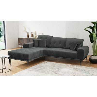 Moderní rohová sedací souprava RURI - tmavá šedá, levý roh