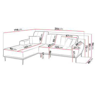 Moderní rohová sedací souprava RURI - tmavá zelená, levý roh