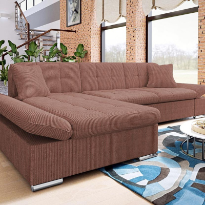 Rohová sedačka na každodenní spaní MARLA - tmavá růžová, levý roh