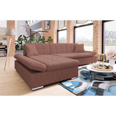 Rohová sedačka na každodenní spaní MARLA - tmavá růžová, levý roh