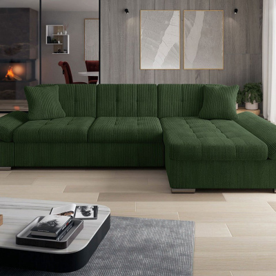 Rohová sedačka na každodenní spaní MARLA - zelená, pravý roh