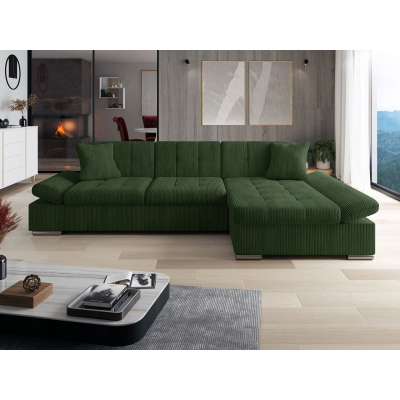Rohová sedačka na každodenní spaní MARLA - zelená, pravý roh