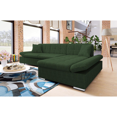 Rohová sedačka na každodenní spaní MARLA - zelená, pravý roh