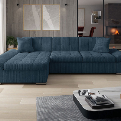 Rohová sedačka na každodenní spaní MARLA - modrá, levý roh